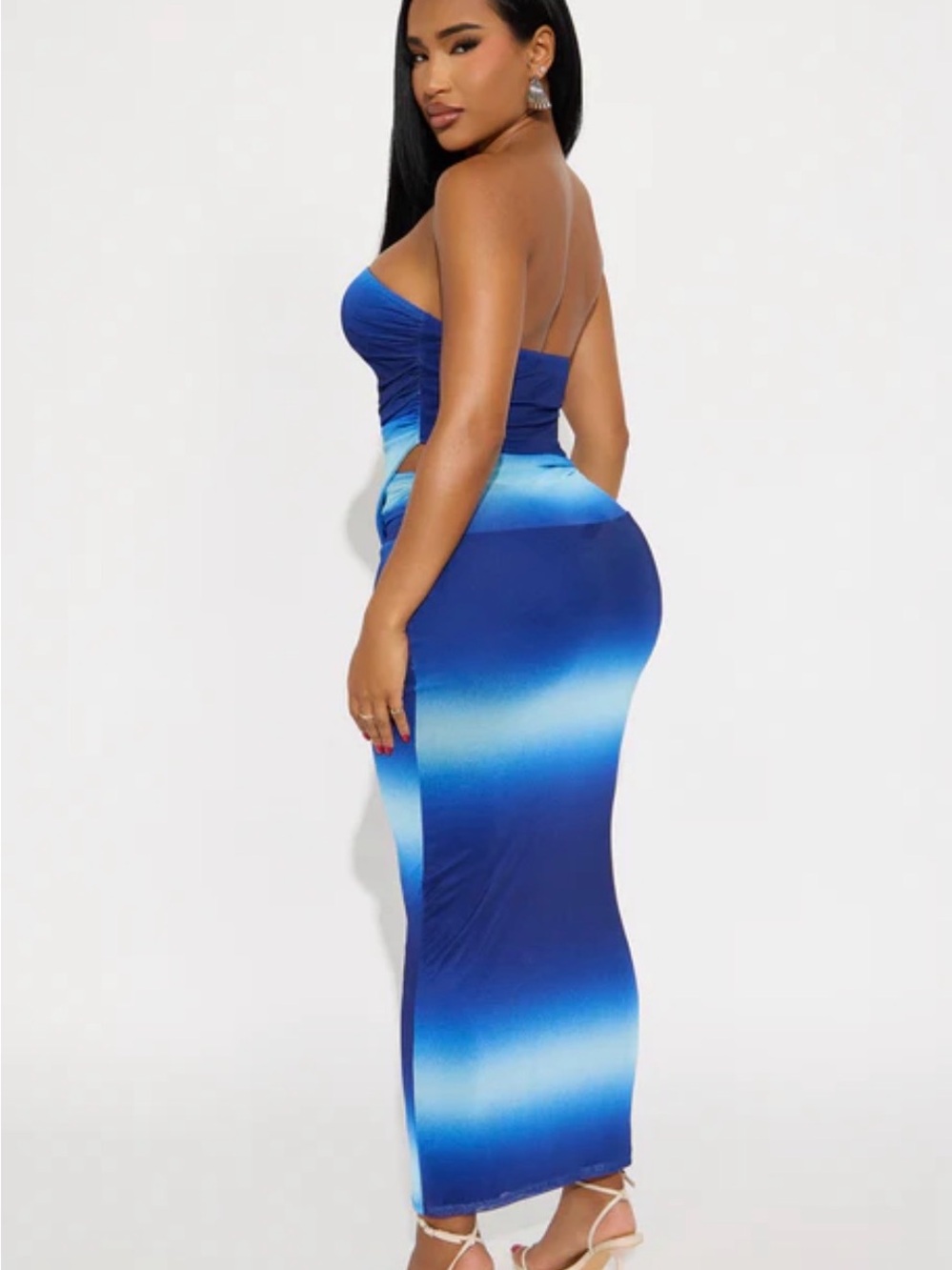 Blue Ombre Strapless Bodycon Set - Picture 3 of 3